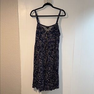 Blue Mini Rayon Slub Fit Lace-Up Back Fit n' Flare Dress